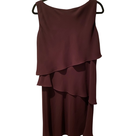 Sl Fashions Elegant Plum Layered Dress - Picture 1 of 3
